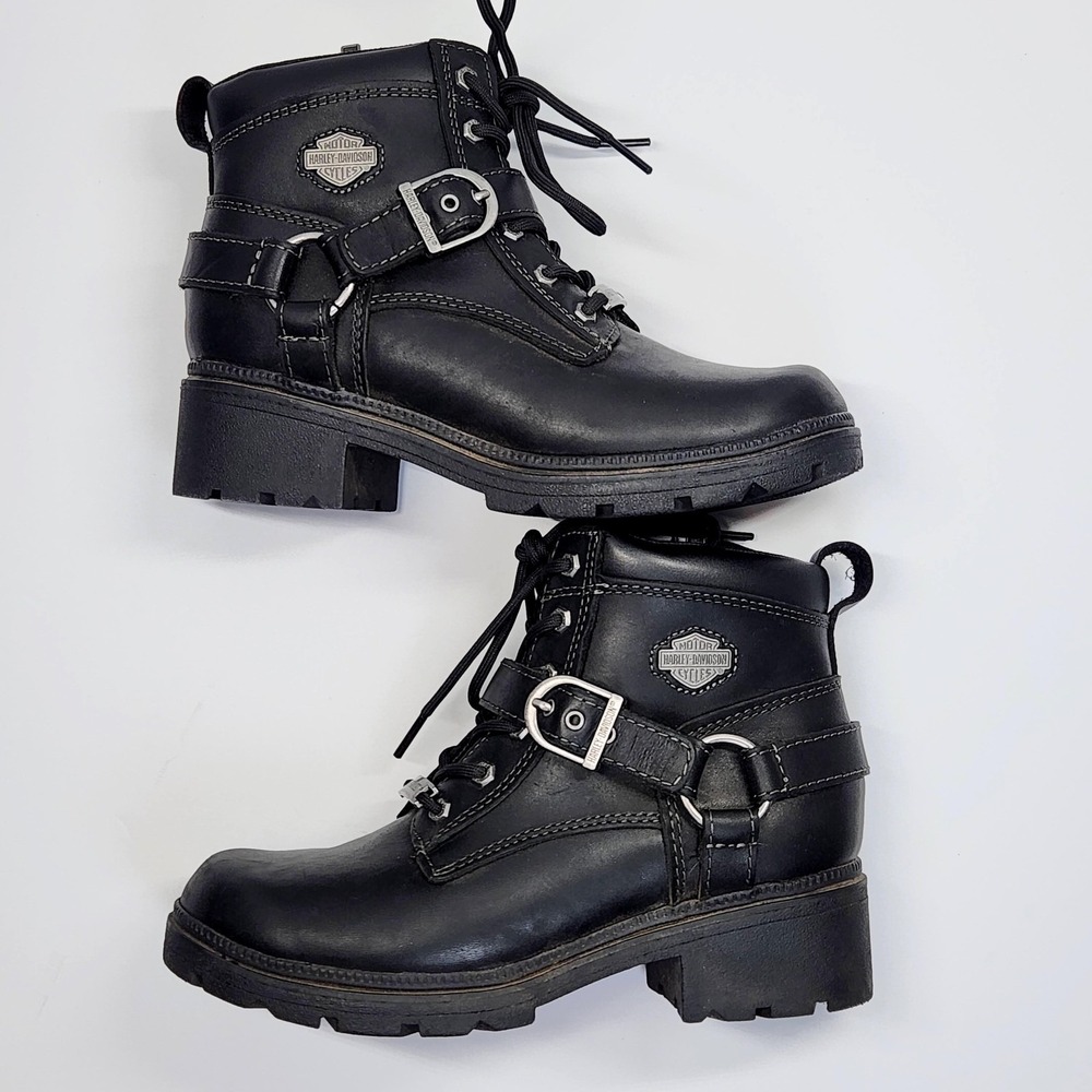 Harley-Davidson Boots Womens Size 6.5 Black Leather Biker Motorcycle D84424 - Picture 5 of 14